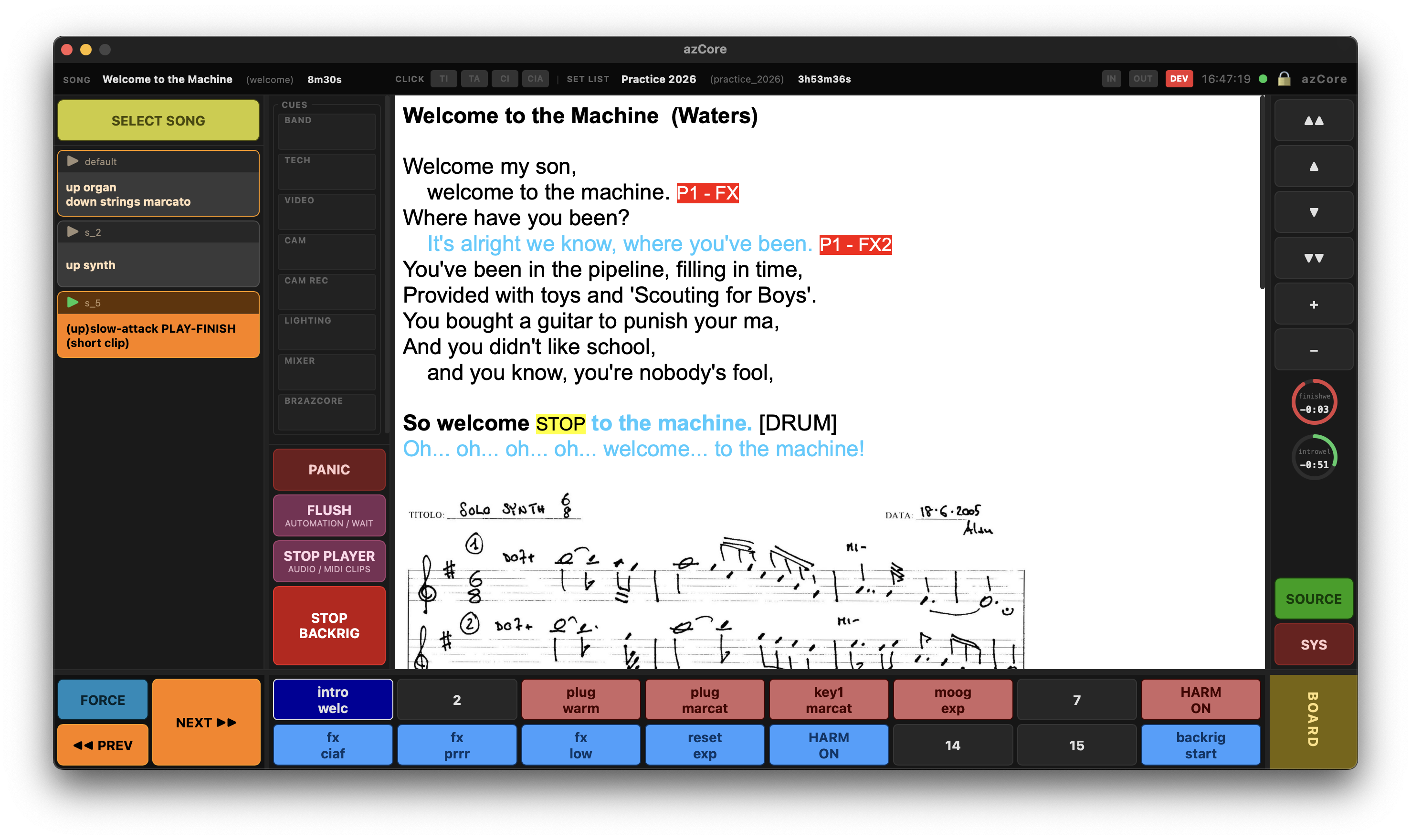 azCore — Score display with lyrics and sheet music